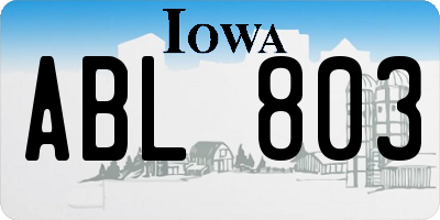 IA license plate ABL803