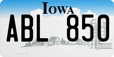 IA license plate ABL850