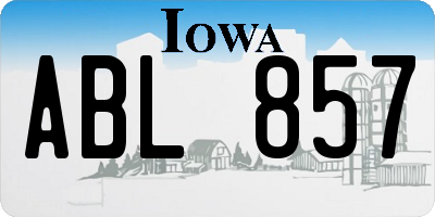 IA license plate ABL857