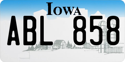 IA license plate ABL858