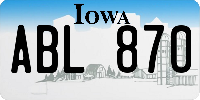 IA license plate ABL870