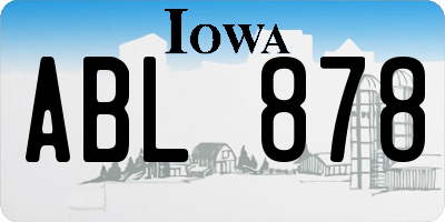 IA license plate ABL878