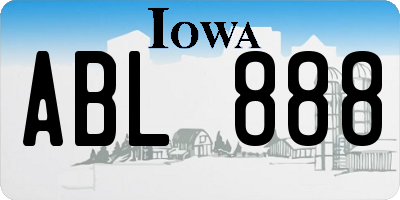IA license plate ABL888