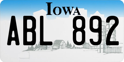 IA license plate ABL892