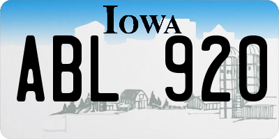 IA license plate ABL920
