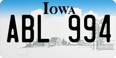 IA license plate ABL994