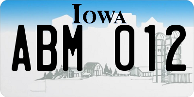 IA license plate ABM012