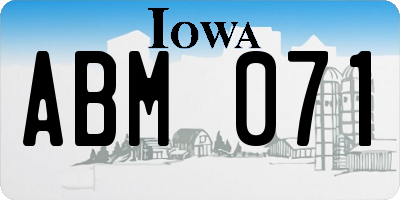 IA license plate ABM071