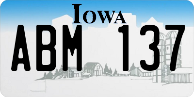 IA license plate ABM137