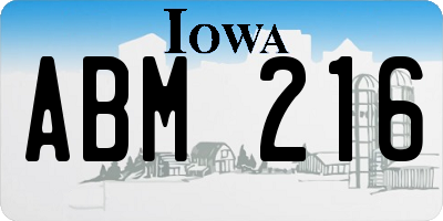 IA license plate ABM216