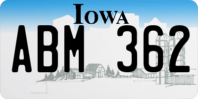 IA license plate ABM362