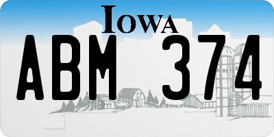 IA license plate ABM374