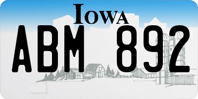 IA license plate ABM892