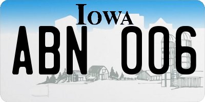 IA license plate ABN006
