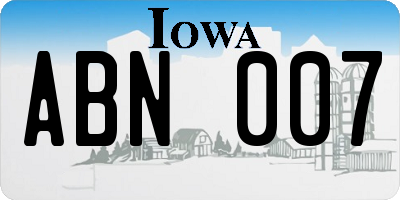 IA license plate ABN007