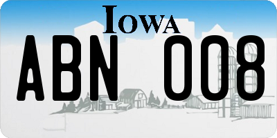 IA license plate ABN008