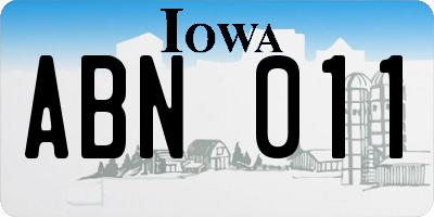 IA license plate ABN011