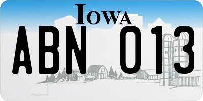 IA license plate ABN013