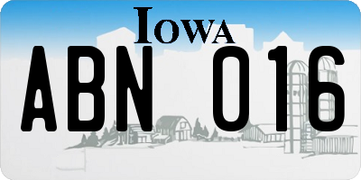 IA license plate ABN016