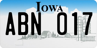 IA license plate ABN017