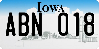 IA license plate ABN018