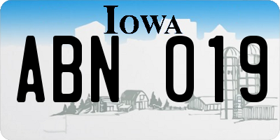 IA license plate ABN019