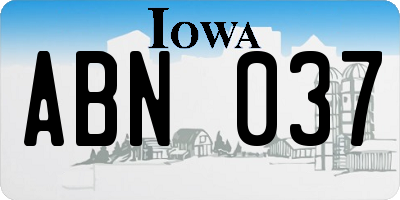IA license plate ABN037