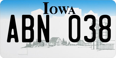 IA license plate ABN038