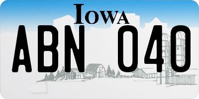 IA license plate ABN040