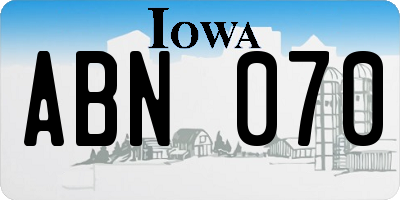 IA license plate ABN070