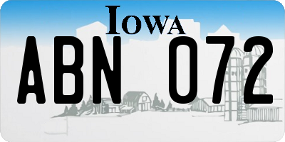 IA license plate ABN072