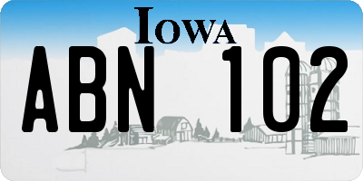 IA license plate ABN102