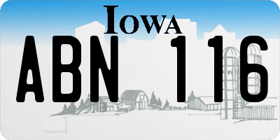 IA license plate ABN116