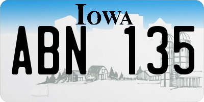 IA license plate ABN135