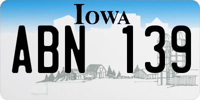 IA license plate ABN139