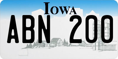 IA license plate ABN200