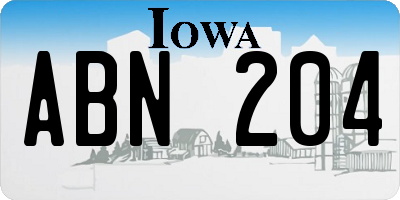 IA license plate ABN204