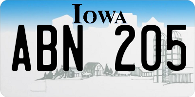IA license plate ABN205