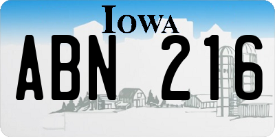 IA license plate ABN216