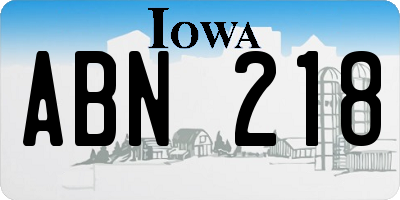 IA license plate ABN218