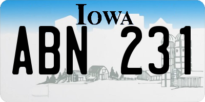 IA license plate ABN231