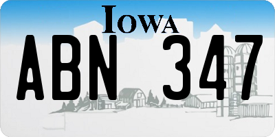 IA license plate ABN347