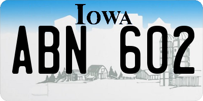 IA license plate ABN602