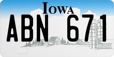 IA license plate ABN671