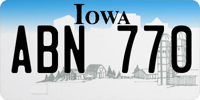 IA license plate ABN770