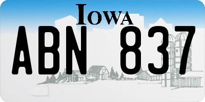 IA license plate ABN837