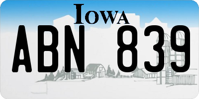IA license plate ABN839