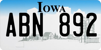 IA license plate ABN892