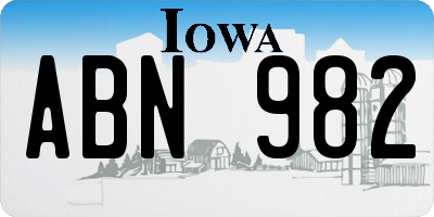 IA license plate ABN982