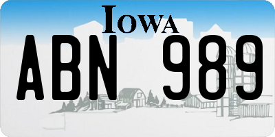 IA license plate ABN989